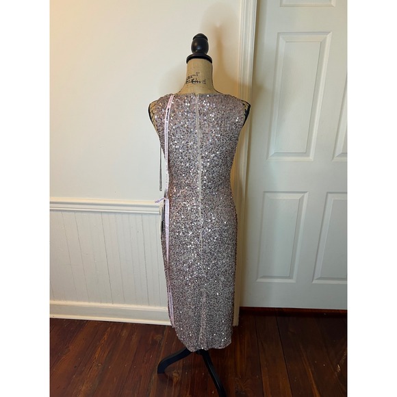 Mac Duggal 5526 Sequin Sheath Dress Rose‎ Gold Sleeveless Cocktail Party Formal - Picture 5 of 6